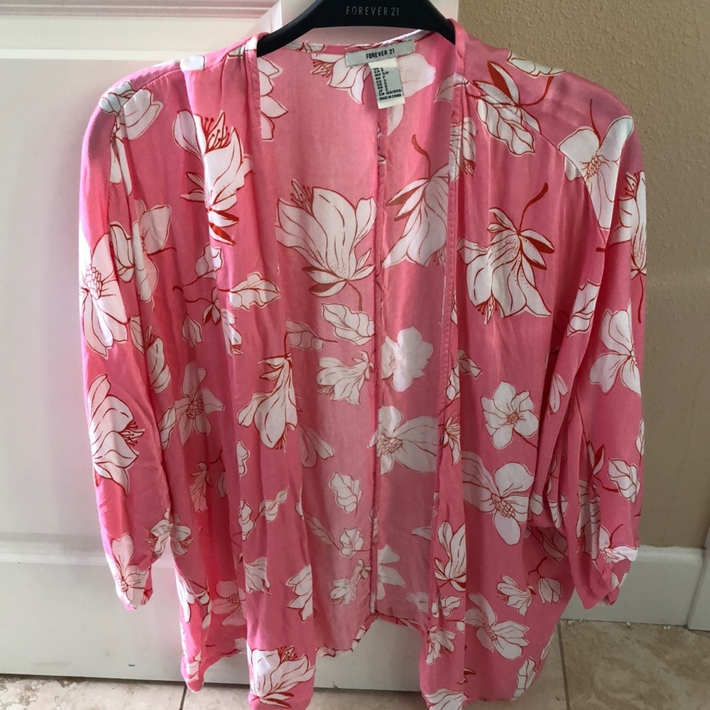 Pink floral summer cardigan